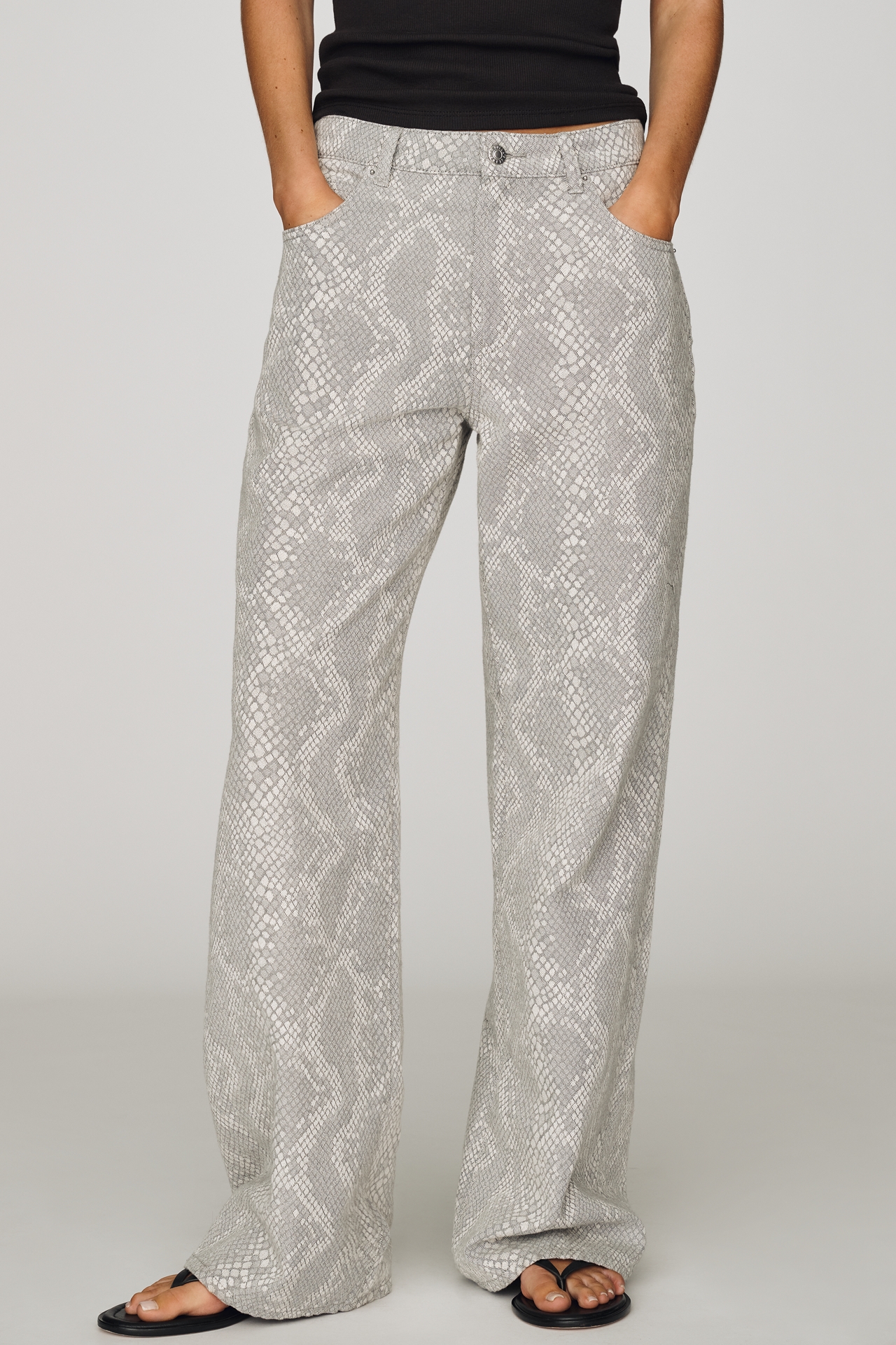 Rolla's Kate Baggy Python High-Rise Wide-Leg Jeans