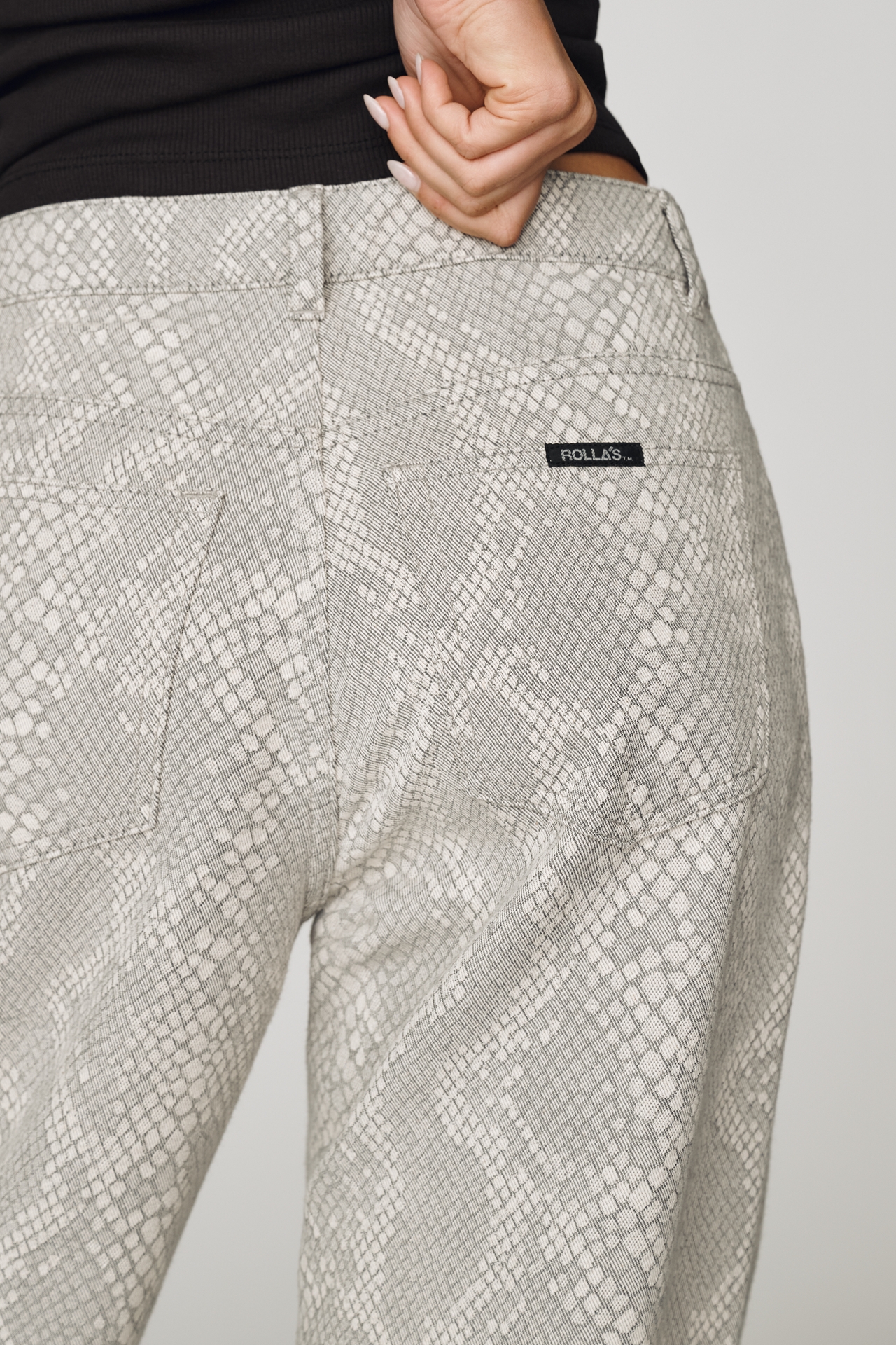 Rolla's Kate Baggy Python High-Rise Wide-Leg Jeans