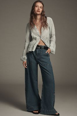 Shop Etica Matis High-rise Ultra Wide-leg Jeans In Blue