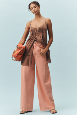 Etica Arden High-rise Taper Wide-leg Jeans In Pink