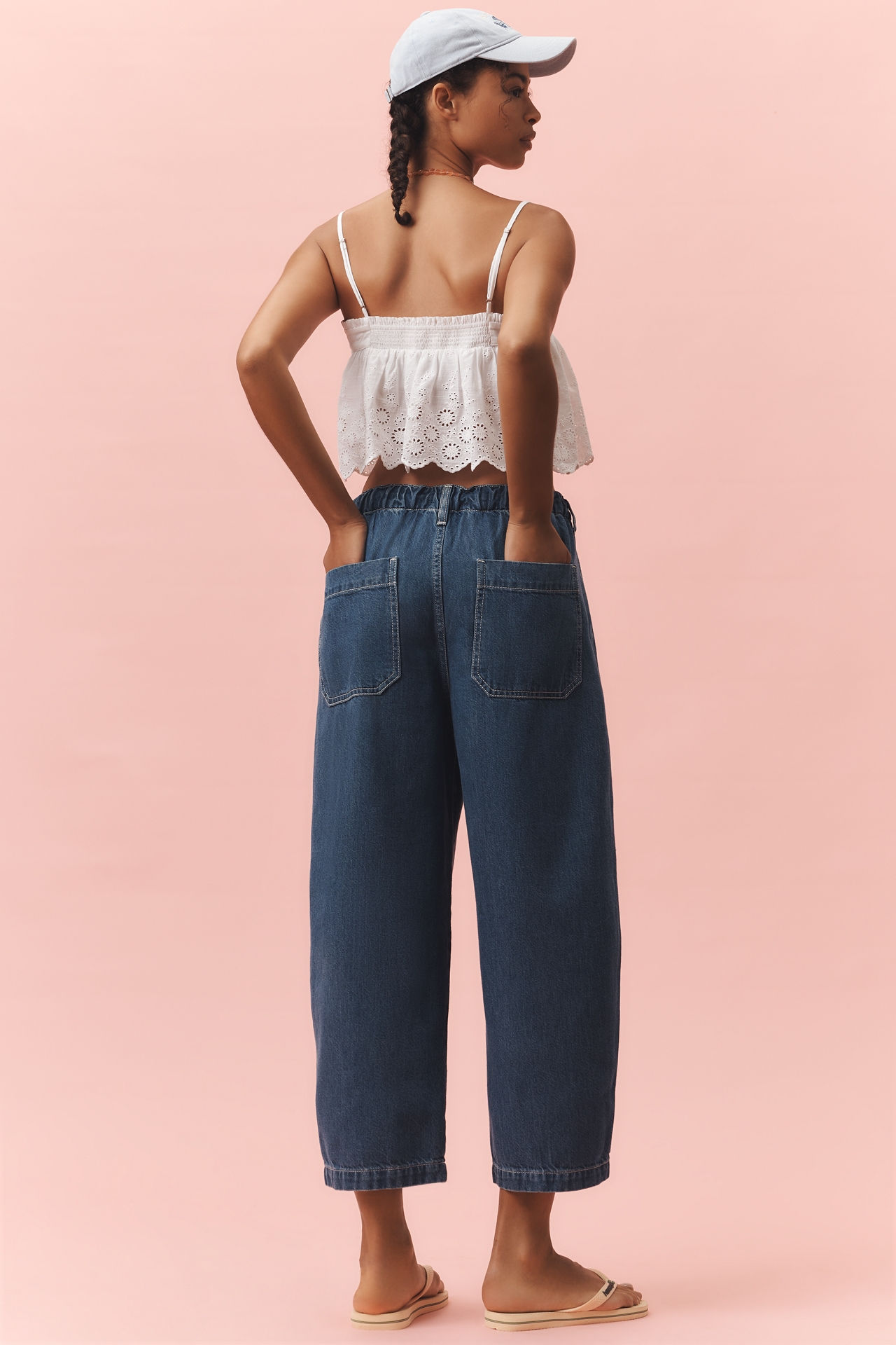 tica Jackson Drawstring High-Rise Barrel Jeans