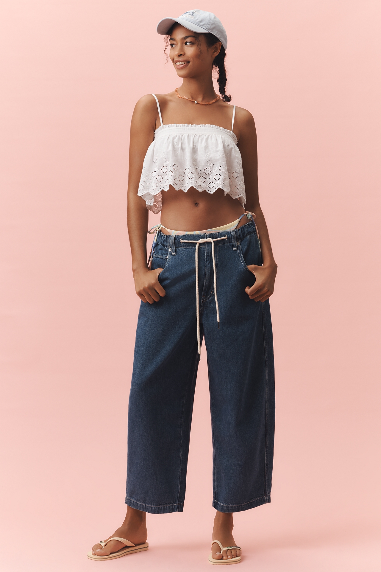 tica Jackson Drawstring High-Rise Barrel Jeans