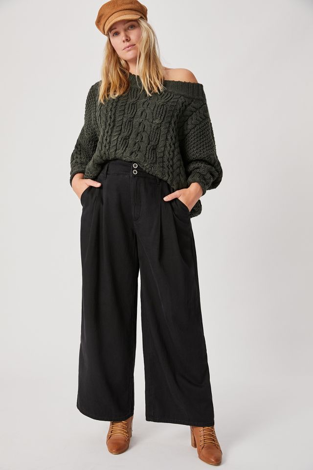 By Anthropologie High-Rise Pleated Wide-Leg Trousers