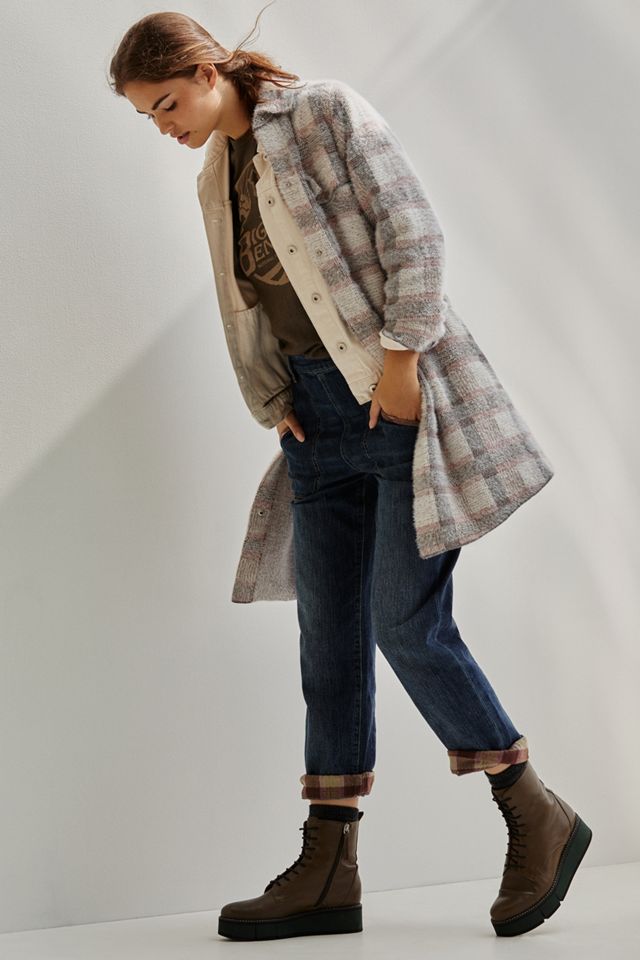 Jeans Boyfriend Pilcro a Vita Ultra Alta con Finiture a Quadri #1