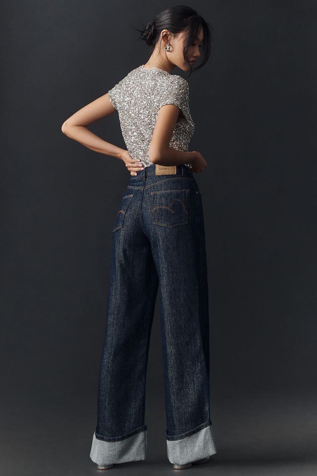 Farm Rio Denim Shine High-Rise Wide-Leg Jeans #3