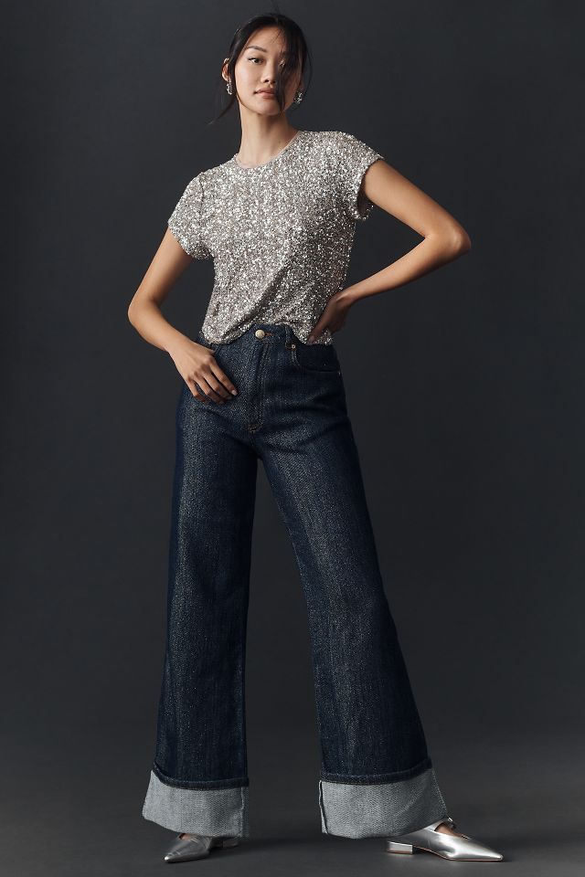 Farm Rio sz 36 (0-2 US) cropped bell bottom jeans newest A54. Great look.