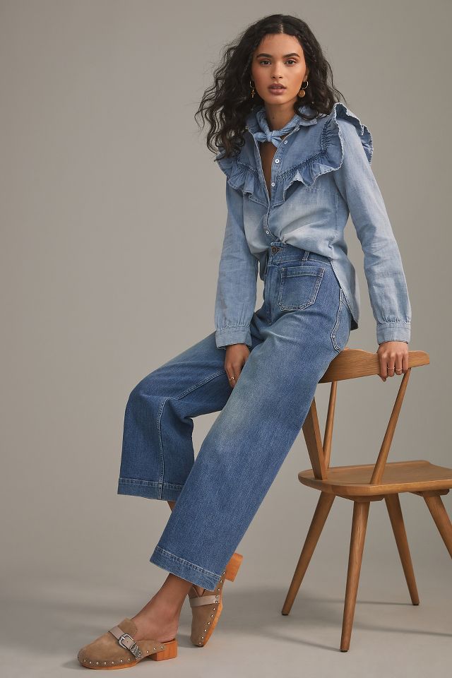 Pilcro The Skipper Cropped Wide-Leg Jeans