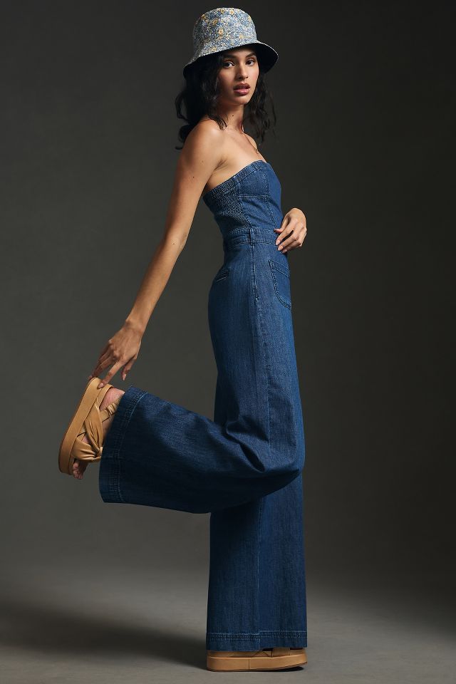 Wide leg 2024 jeans jumpsuit