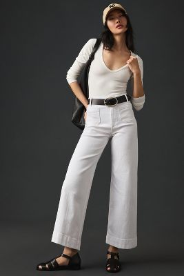 Maeve The Colette Cropped Wide-leg Jeans In White