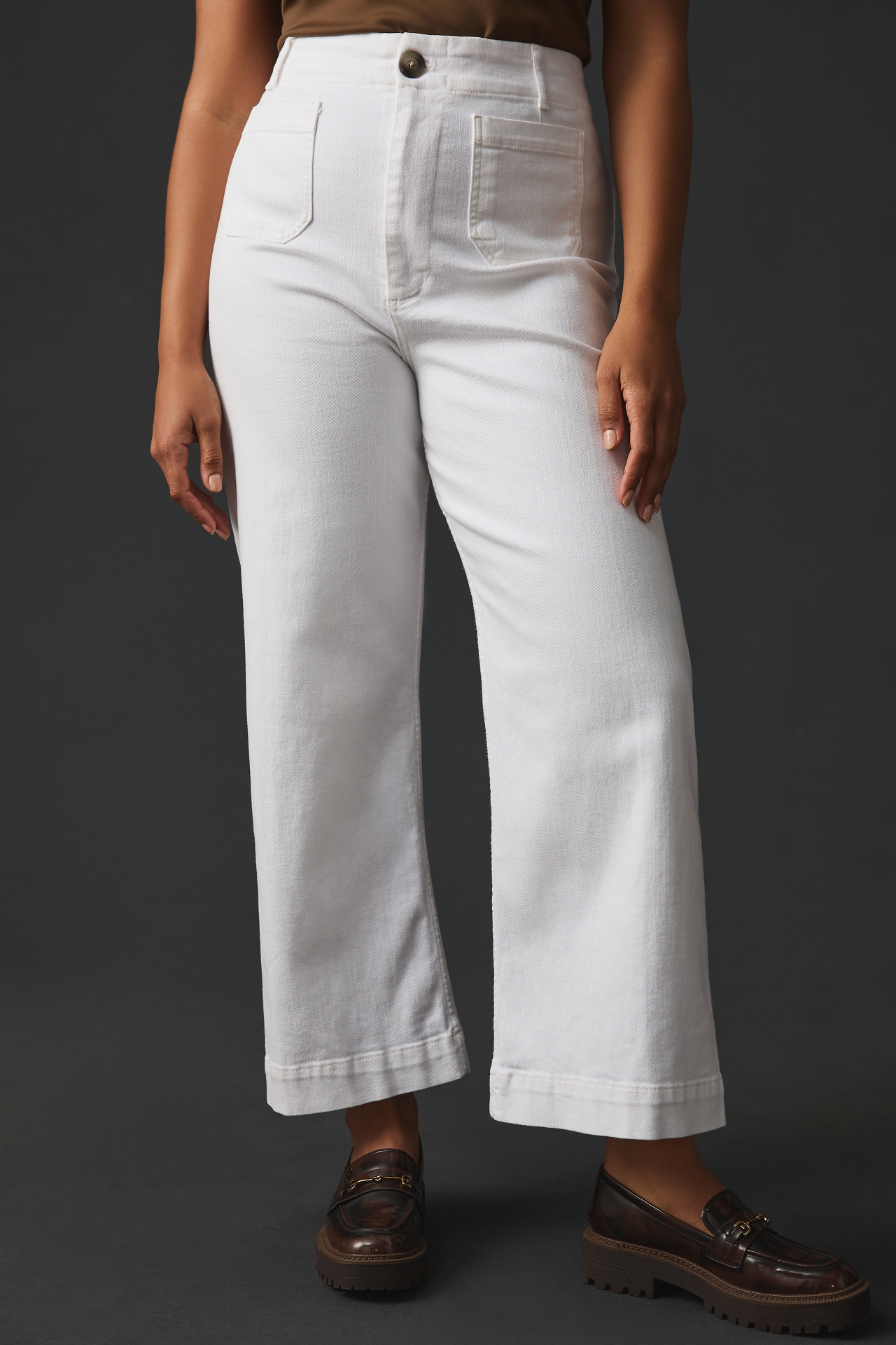 The Denim Colette Cropped High-Rise Wide-Leg Jeans