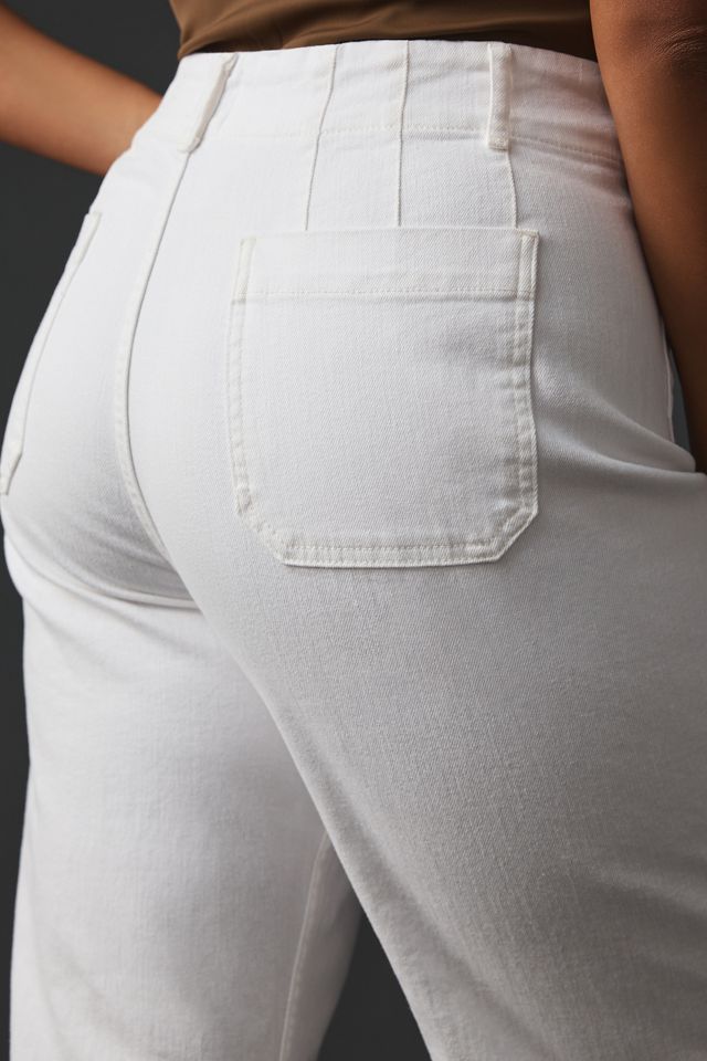 White wide legged cropped jeans @whatjosiedidnext