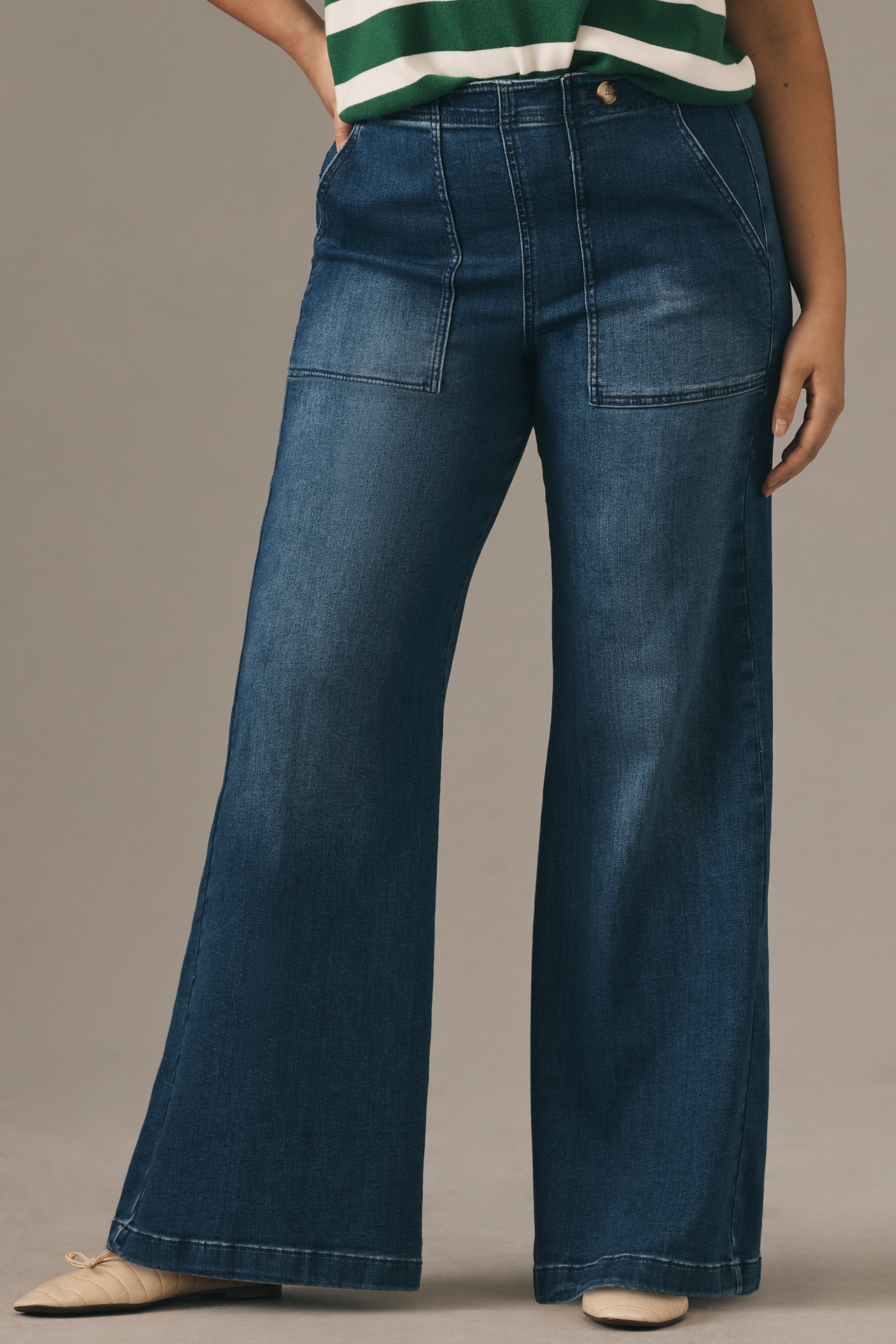 The Kit High-Rise Wide-Leg Utility Trouser Jeans by Pilcro