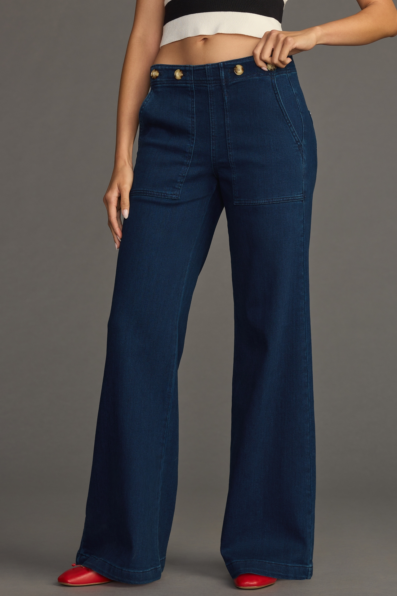 The Kit High-Rise Wide-Leg Utility Trouser Jeans by Pilcro