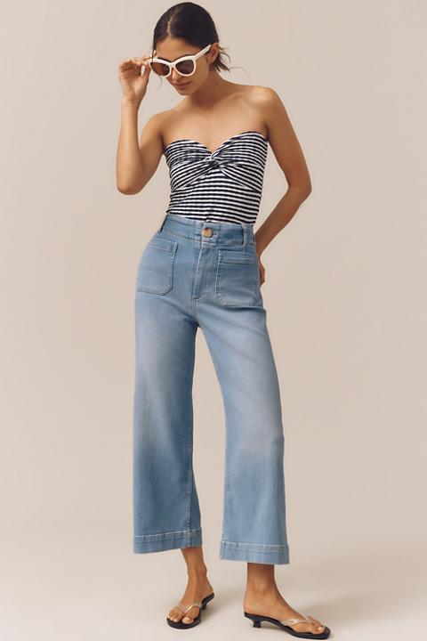 The Colette Crop High-Rise Wide-Leg Jeans by Maeve