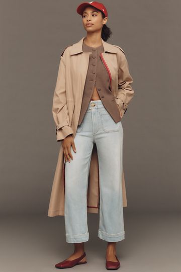 The Colette Denim Cropped Wide-Leg Jeans by Maeve