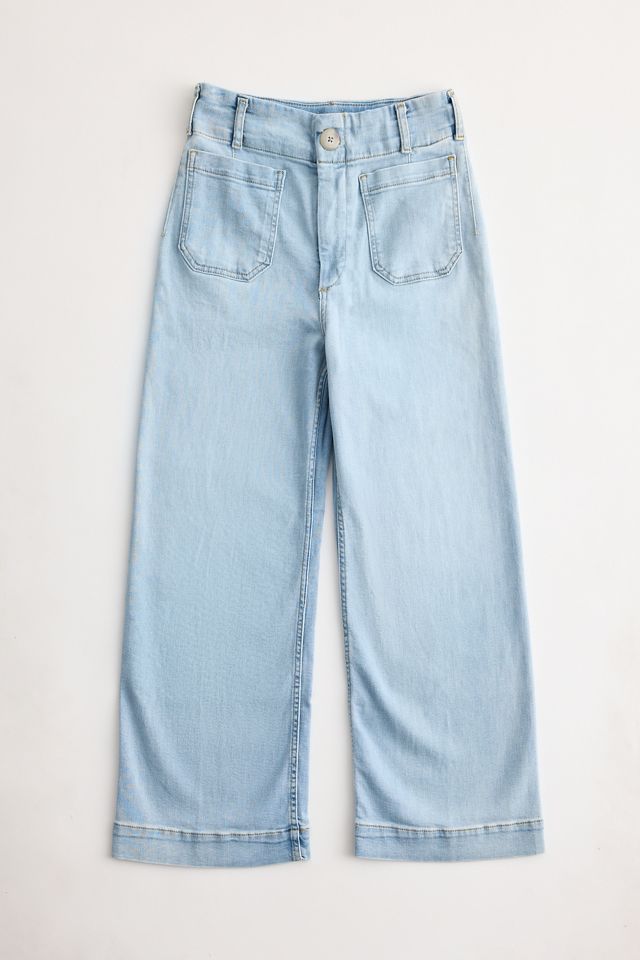 The Colette Denim Cropped Wide-Leg Jeans by Maeve #5