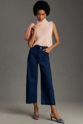 Maeve,the Colette Collection By Maeve The Colette Denim Cropped Wide-leg Jeans By Maeve In Blue