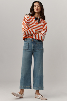 The Colette Crop High-Rise Wide-Leg Jeans by Maeve