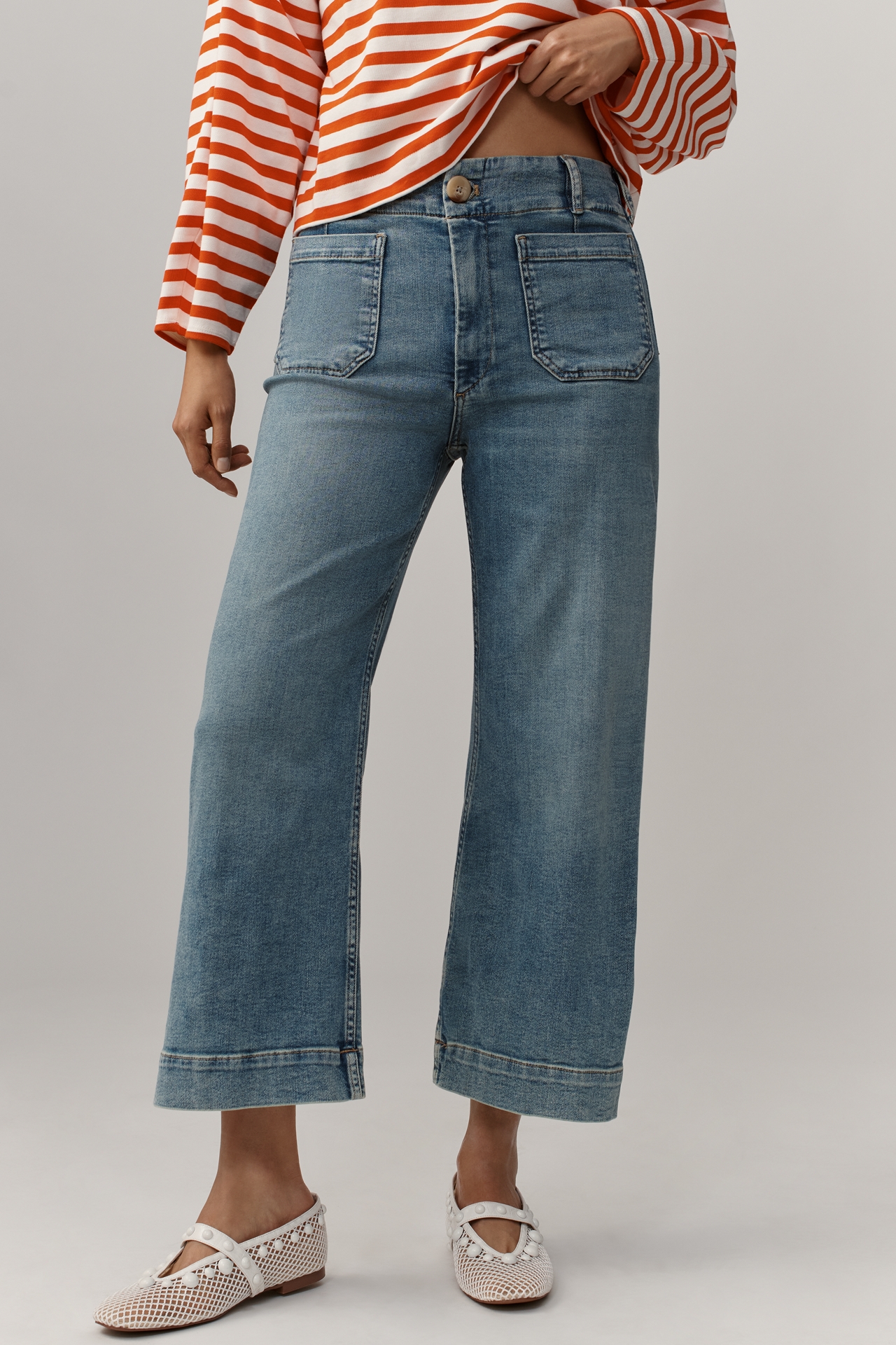 Colette Crop High-Rise Wide-Leg Jeans by Maeve