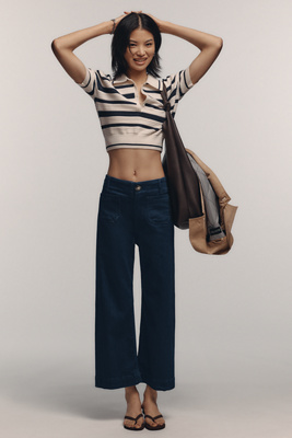 The Colette Denim Cropped Wide-Leg Jeans by Maeve