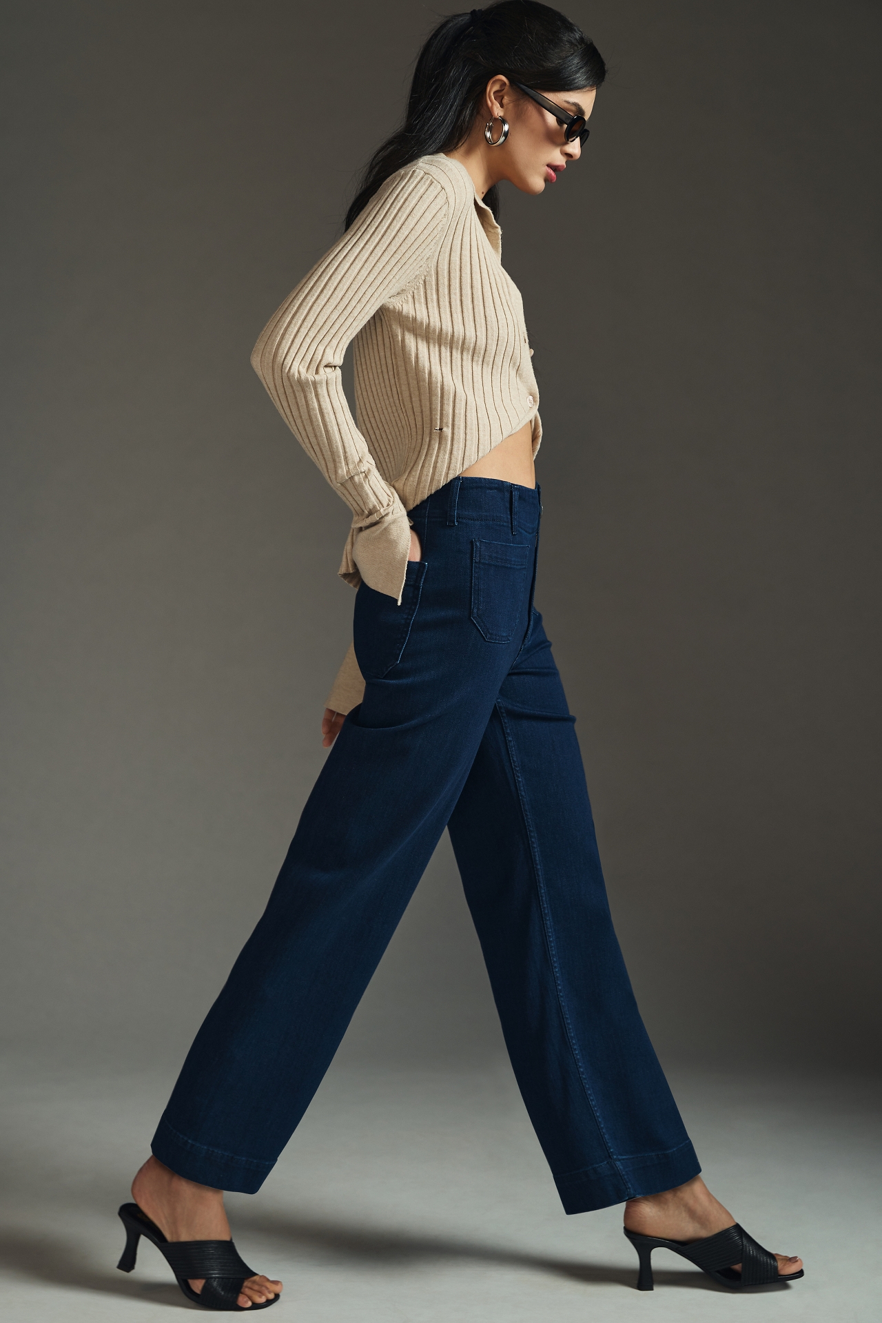 The Colette Cropped High-Rise Wide-Leg Jeans by Maeve