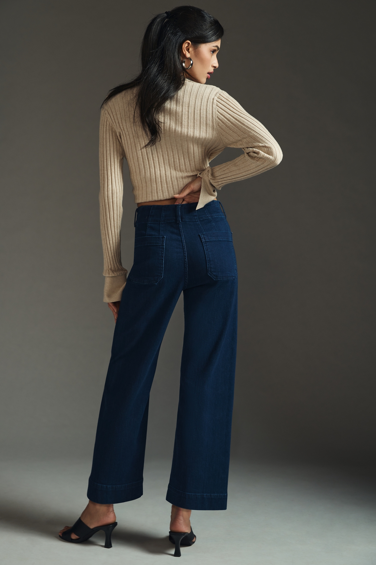 The Colette Cropped High-Rise Wide-Leg Jeans by Maeve