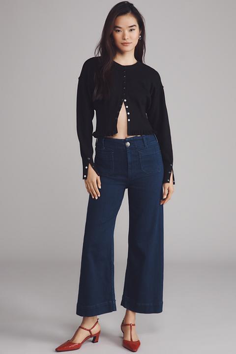 The Colette Crop High-Rise Wide-Leg Jeans by Maeve
