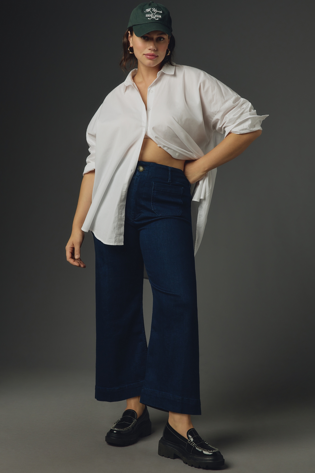 The Colette Cropped High-Rise Wide-Leg Jeans by Maeve