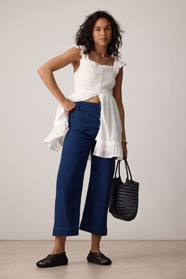 Jeans a Gamba Larga Cropped Colette in Denim di Maeve