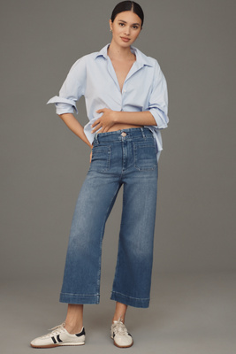 Anthropologie The Colette Denim Cropped Wide-Leg Jeans by Maeve