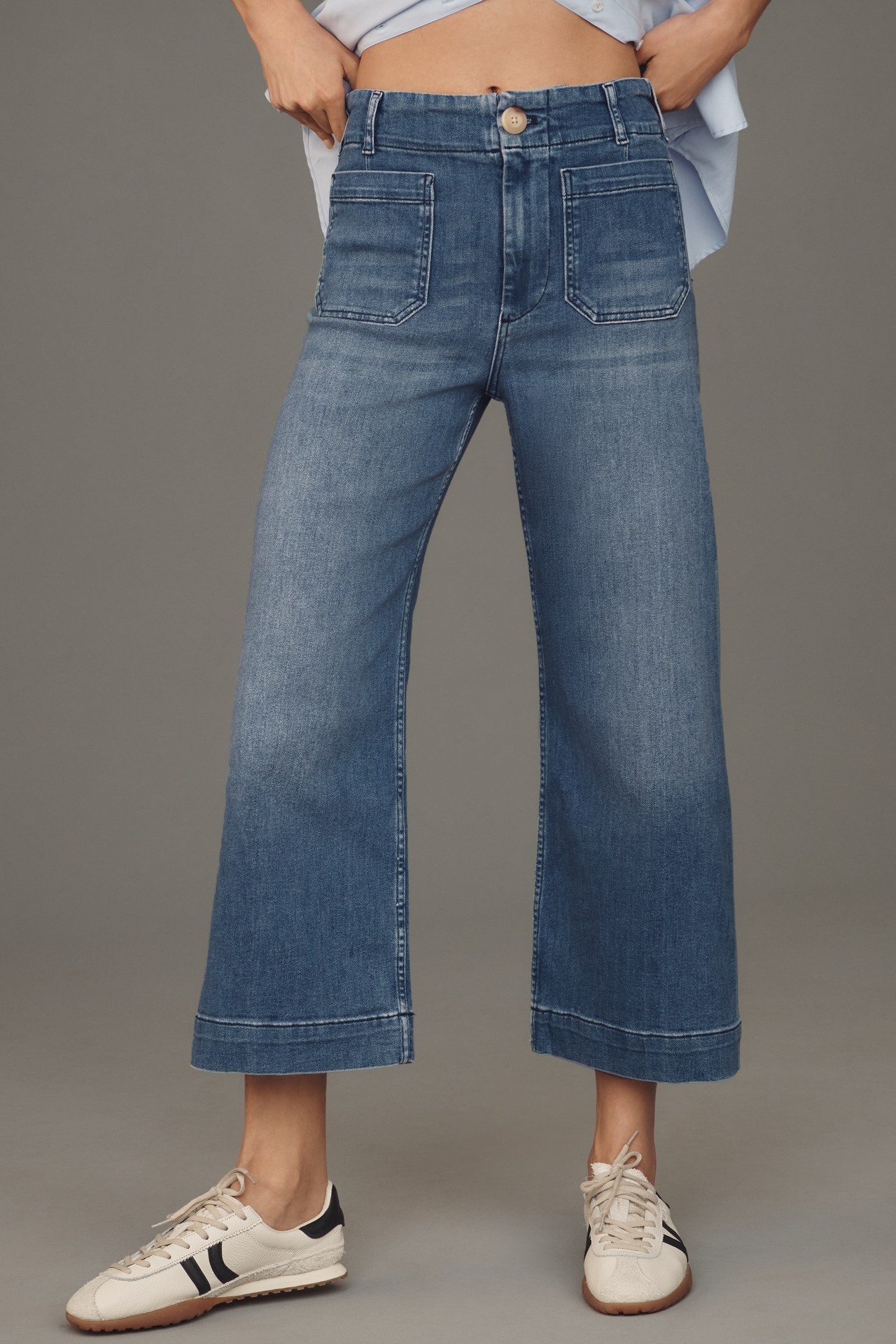 The Colette Crop High-Rise Wide-Leg Jeans by Maeve