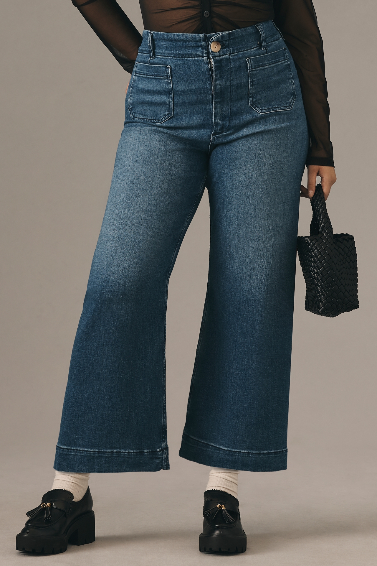 The Colette Crop High-Rise Wide-Leg Jeans by Maeve