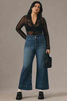 Jeans a Gamba Larga Cropped Colette in Denim di Maeve