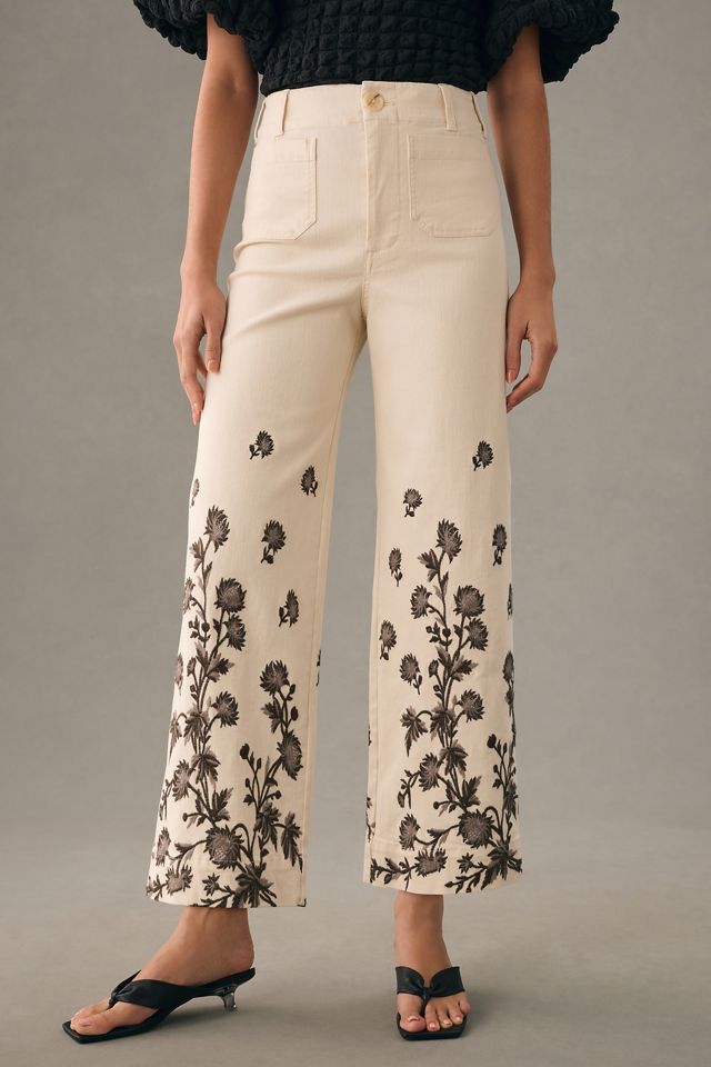 Maeve Colette High-Rise Wide-Leg Cropped  Jeans #1