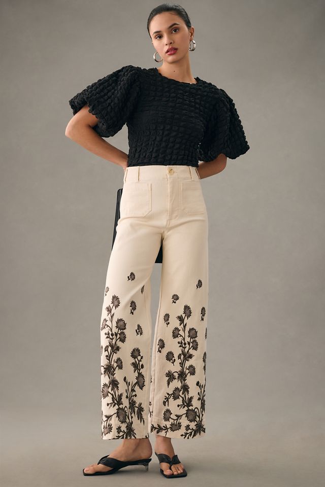 Maeve Colette High-Rise Wide-Leg Cropped  Jeans #2