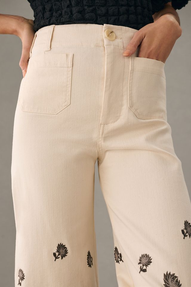Maeve Colette High-Rise Wide-Leg Cropped  Jeans #3