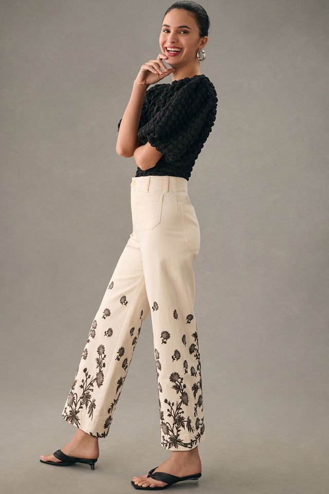 Maeve Colette High-Rise Wide-Leg Cropped  Jeans #4