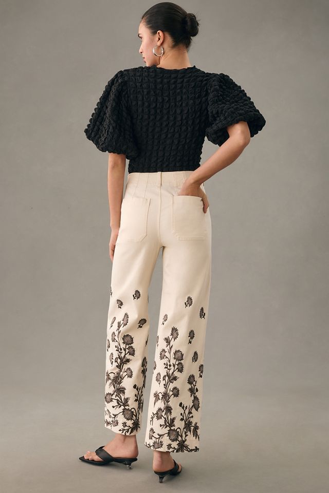 Maeve Colette High-Rise Wide-Leg Cropped  Jeans #5
