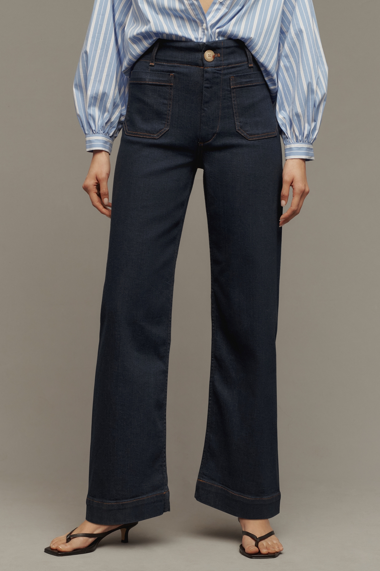 The Colette Denim Full-Length Wide-Leg Jeans by Maeve