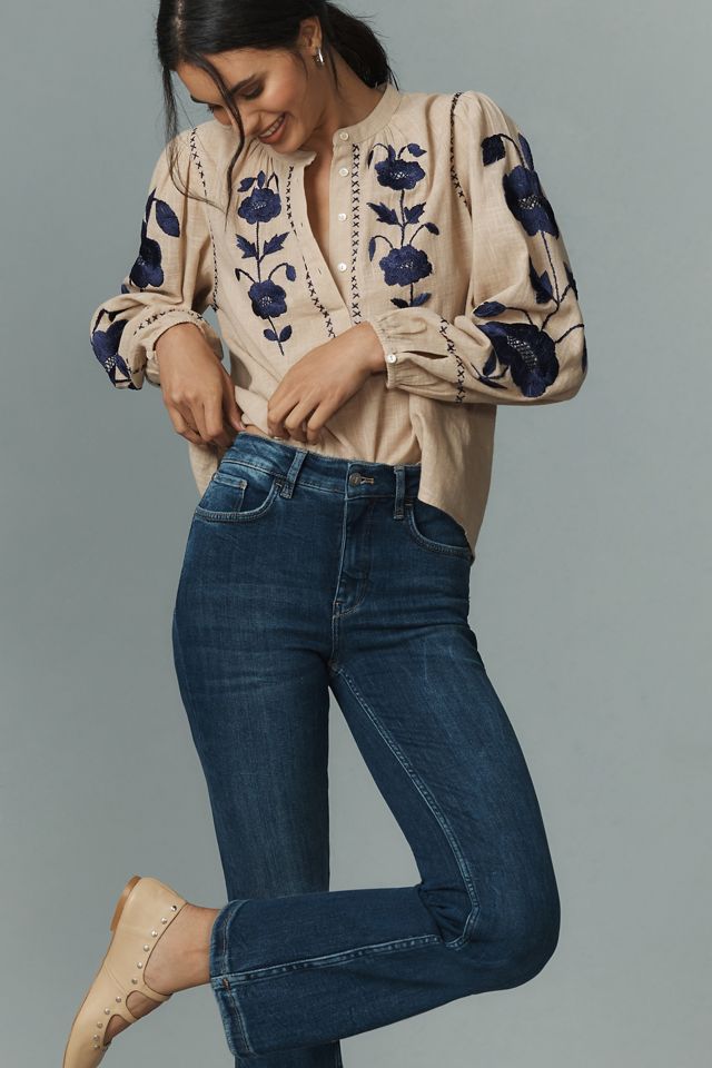 The Yaya Mid-Rise Crop Flare Jeans #2