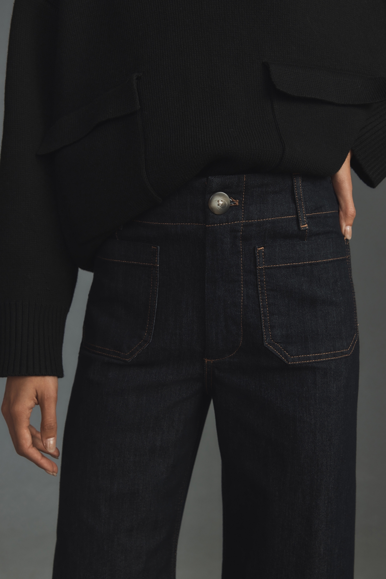 The Colette Denim Cropped Wide-Leg Jeans by Maeve