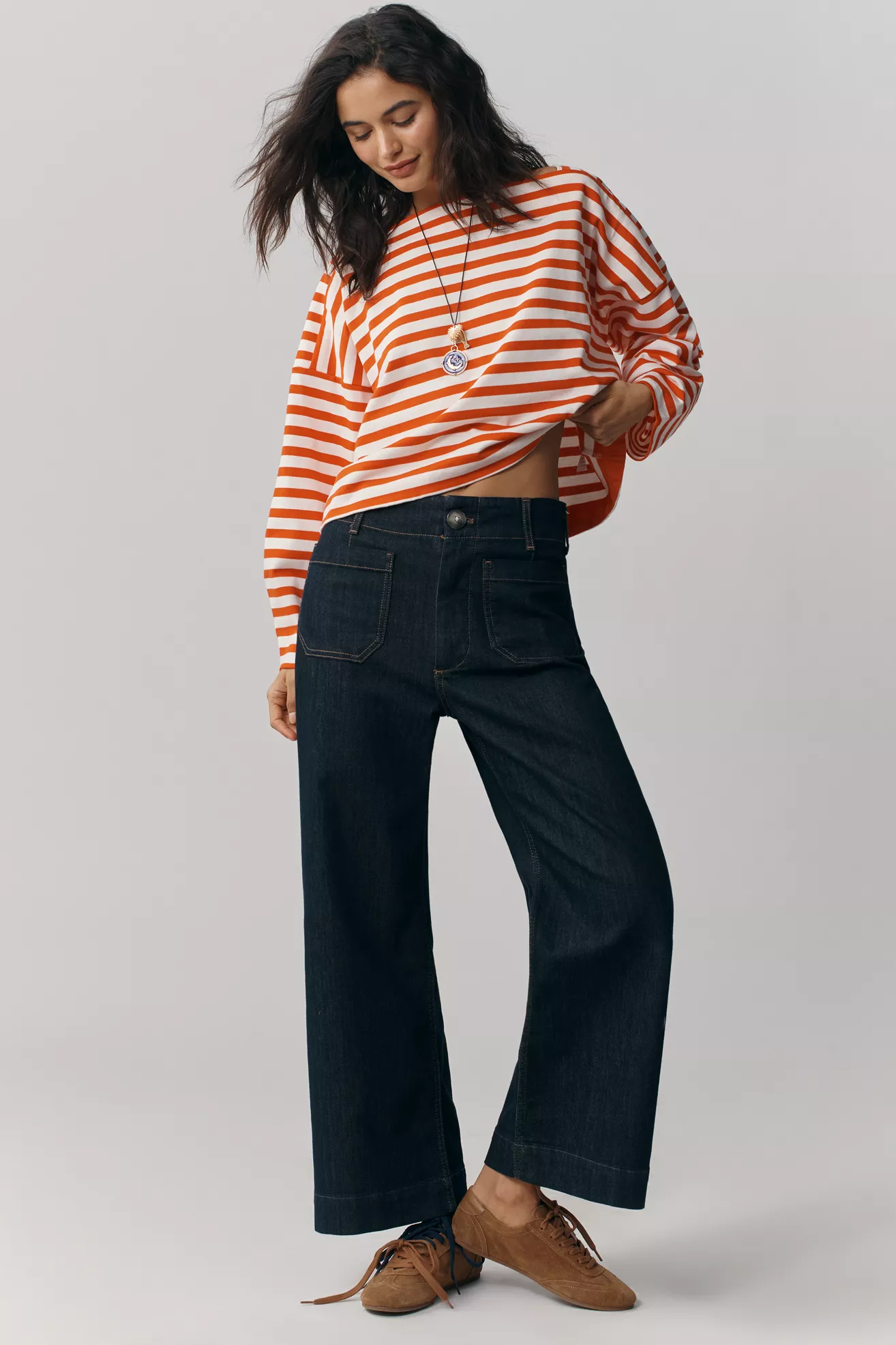 Maeve Colette High-Rise Wide-Leg Cropped Jeans