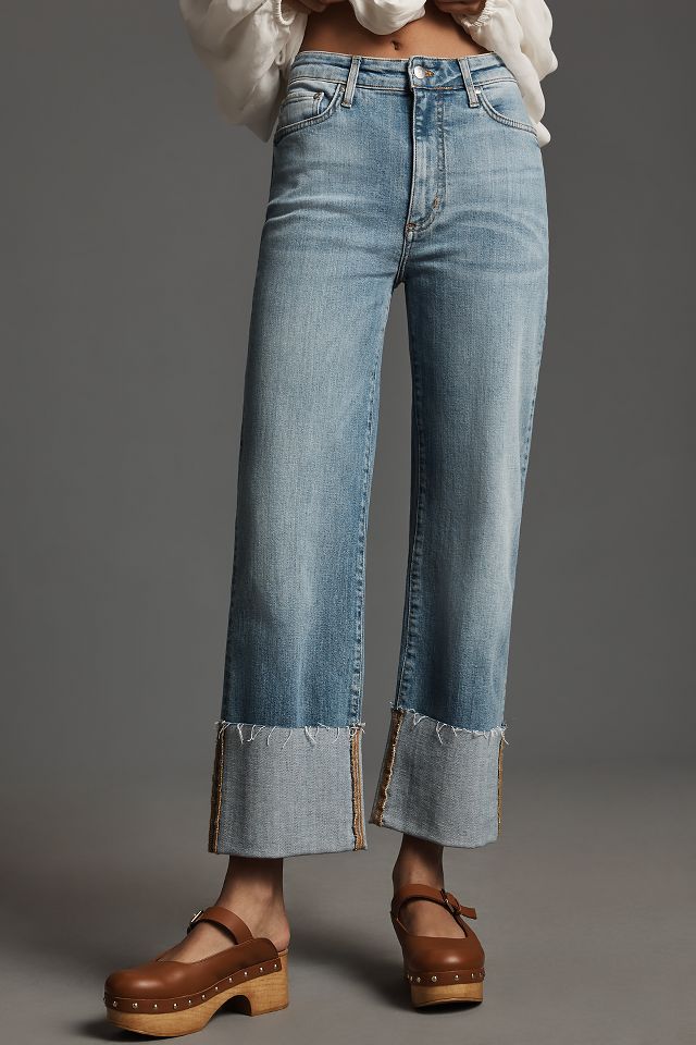 The Scotty Cuffed High-Rise Straight-Leg Jeans by Pilcro