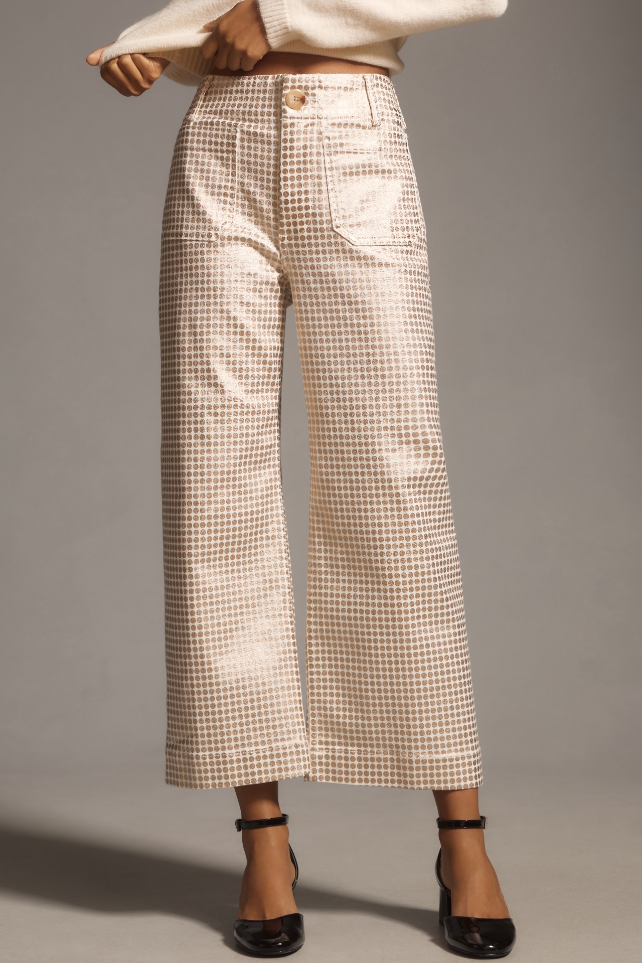 The Colette Denim Cropped Wide-Leg Jeans by Maeve