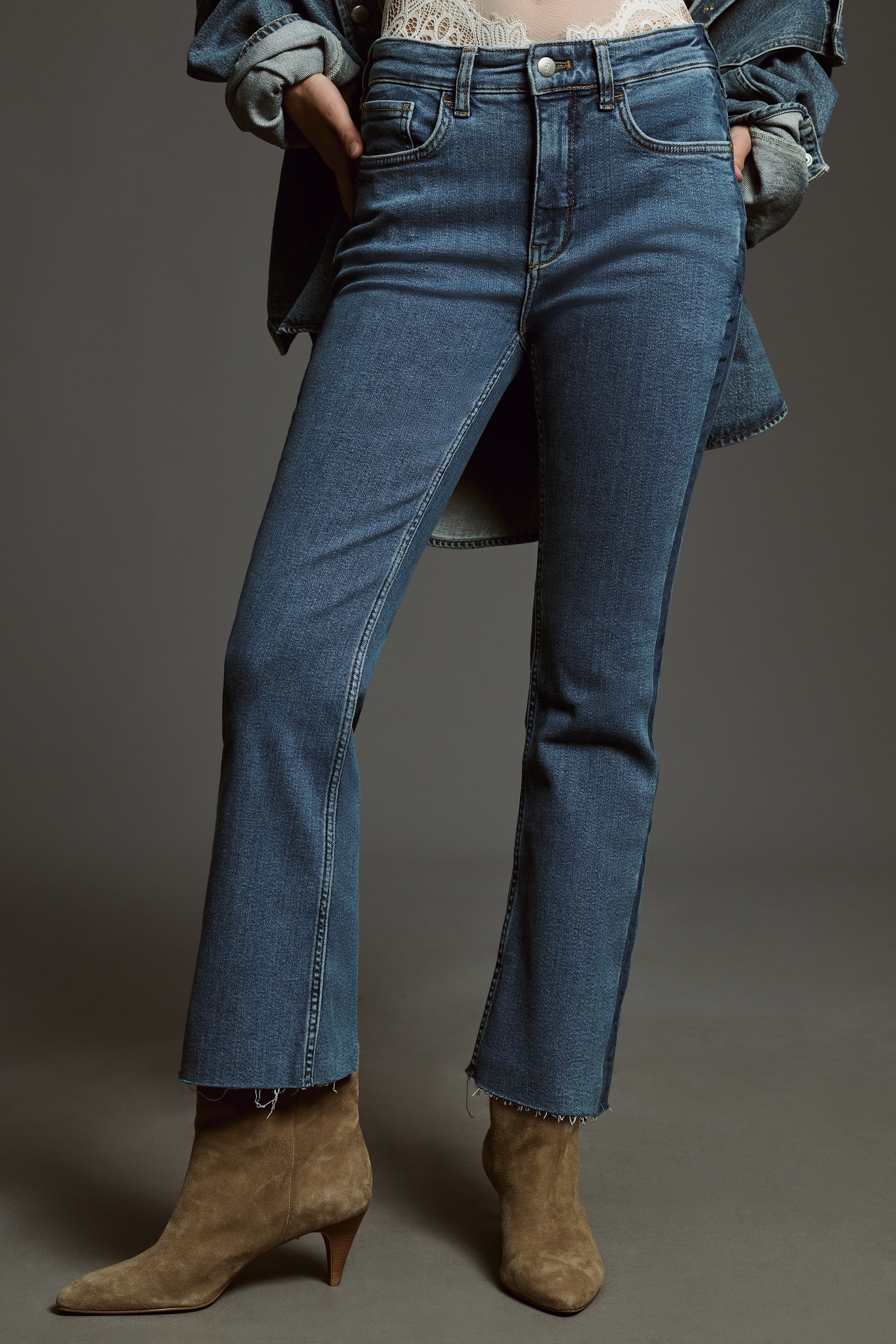 The Yaya Mid-Rise Crop Flare Jeans by Pilcro