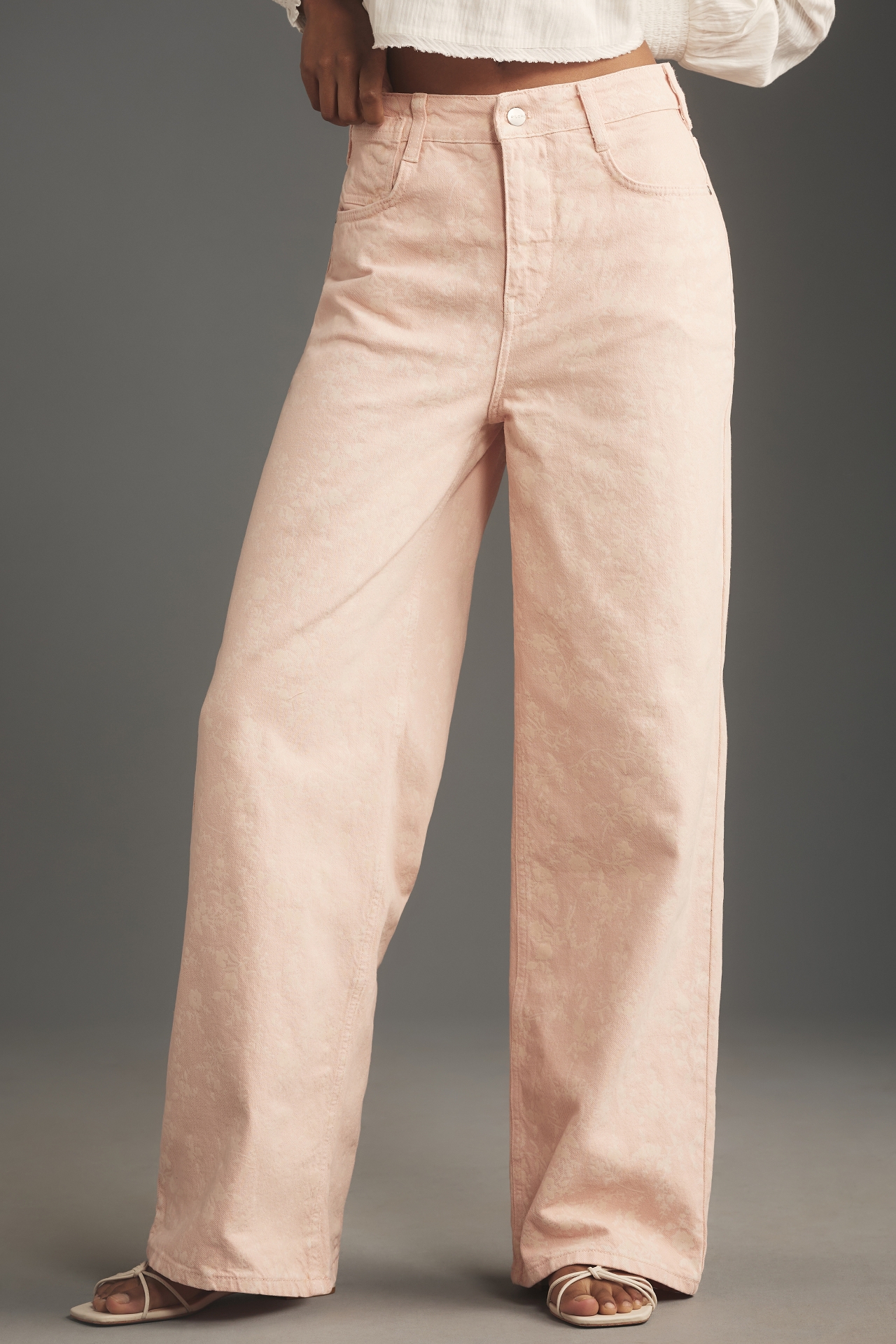 Pilcro Flocked A-Line High-Rise Wide-Leg Jeans