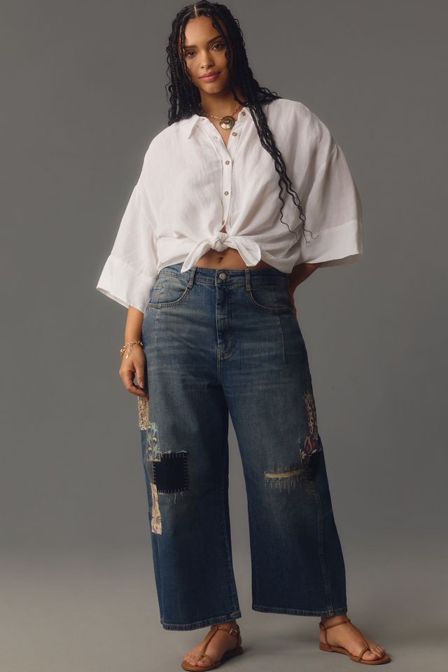 Pilcro Patchwork Heritage Curve Mid-Rise Barrel Jeans #7