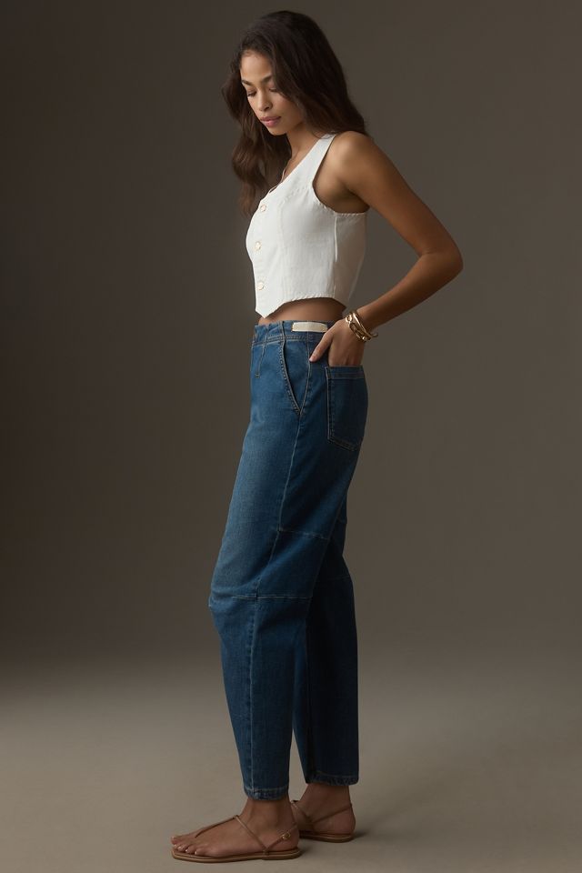 The Leni Mid-Rise Tapered Barrel Jeans by Pilcro #4