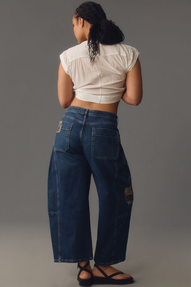 The Kenna Mid-Rise Heritage Barrel Jeans by Pilcro: Patchwork Edition #5