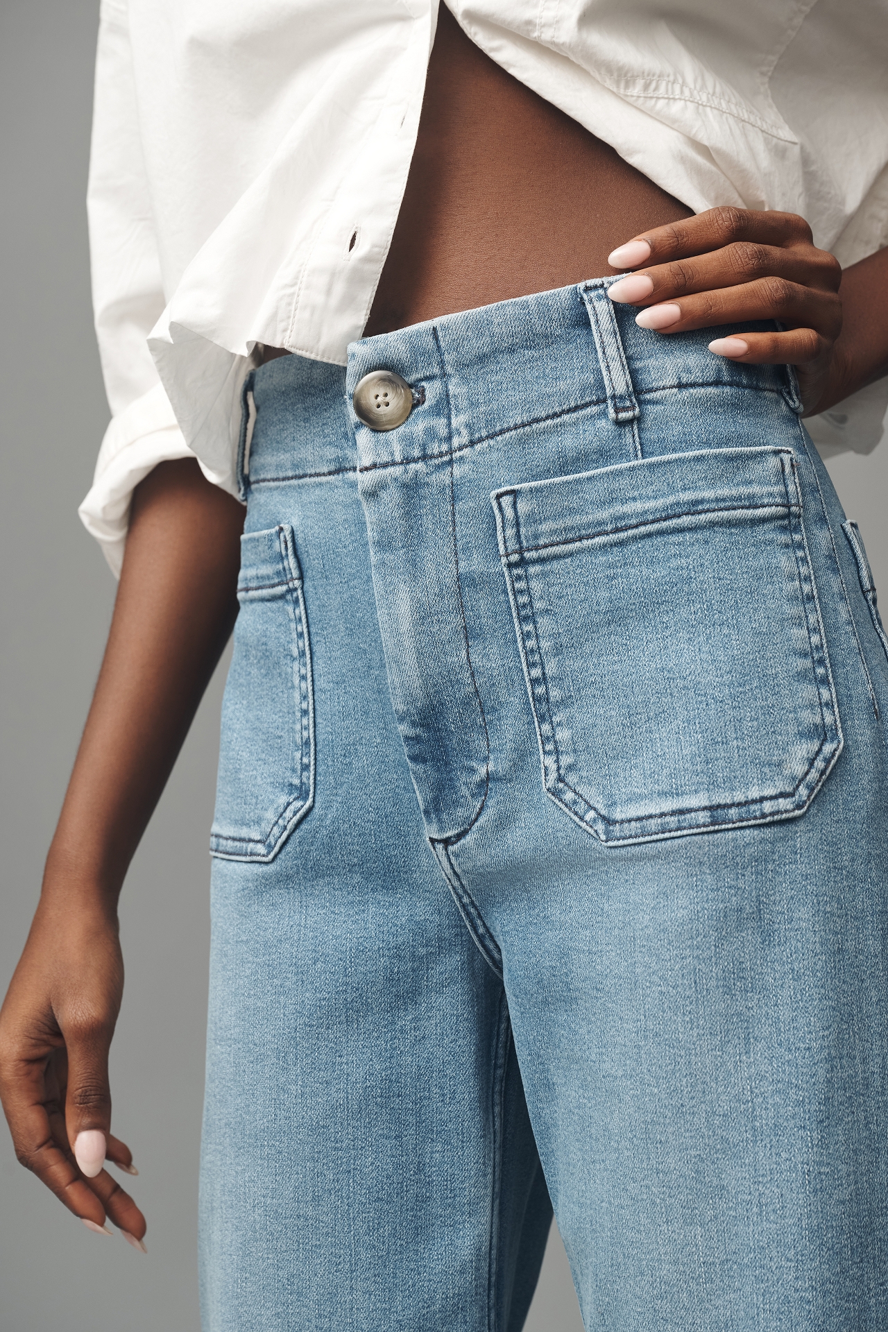 The Colette Regenerative Cotton High-Rise Cropped Wide-Leg Jeans by Maeve